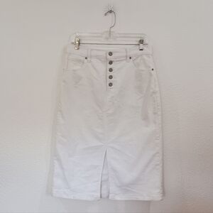 Banana Republic White Denim Midi Skirt
